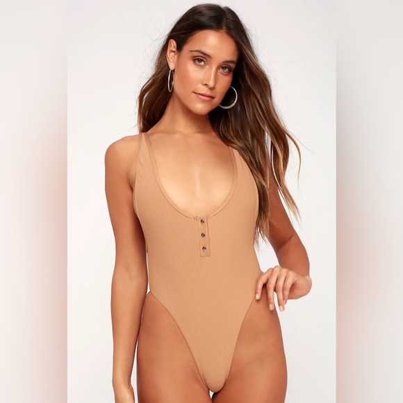 Adele Nude Ribbed High-Cut One-Piece Swimsuit - Picture 2 of 6